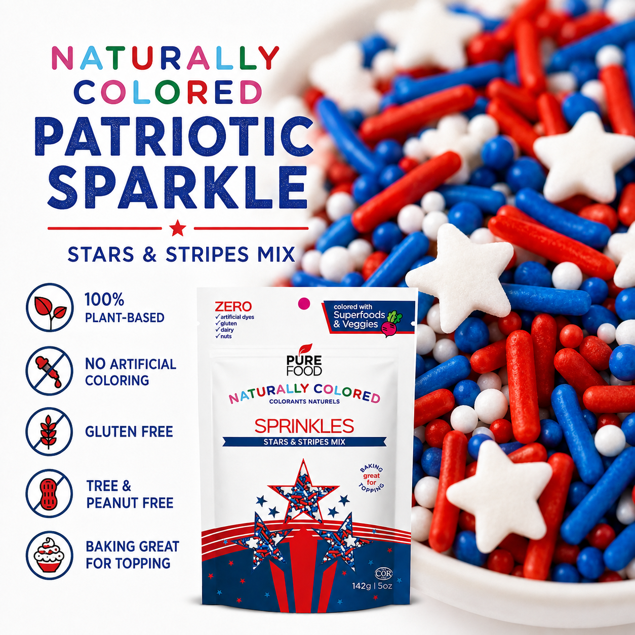 Stars and Stripes Sprinkles - USA Themed Sprinkles Mix