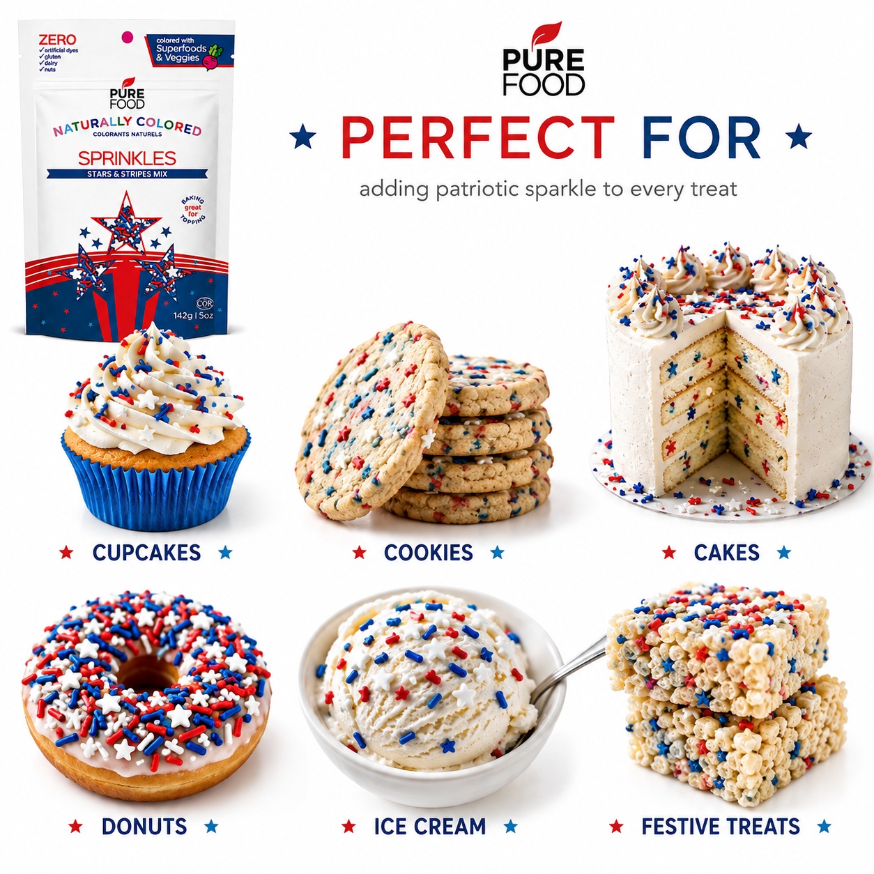 Stars and Stripes Sprinkles - USA Themed Sprinkles Mix